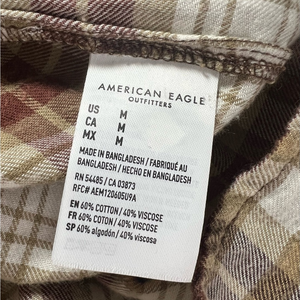 American Eagle Cropped Patchwork Mixed Plaid Flan… - image 7